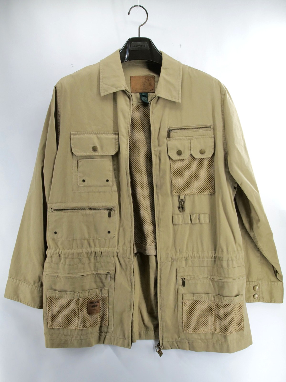 Rare VTG 90s Ralph Lauren Mens Medium Safari Outfitters Full Zip Jacket Khaki